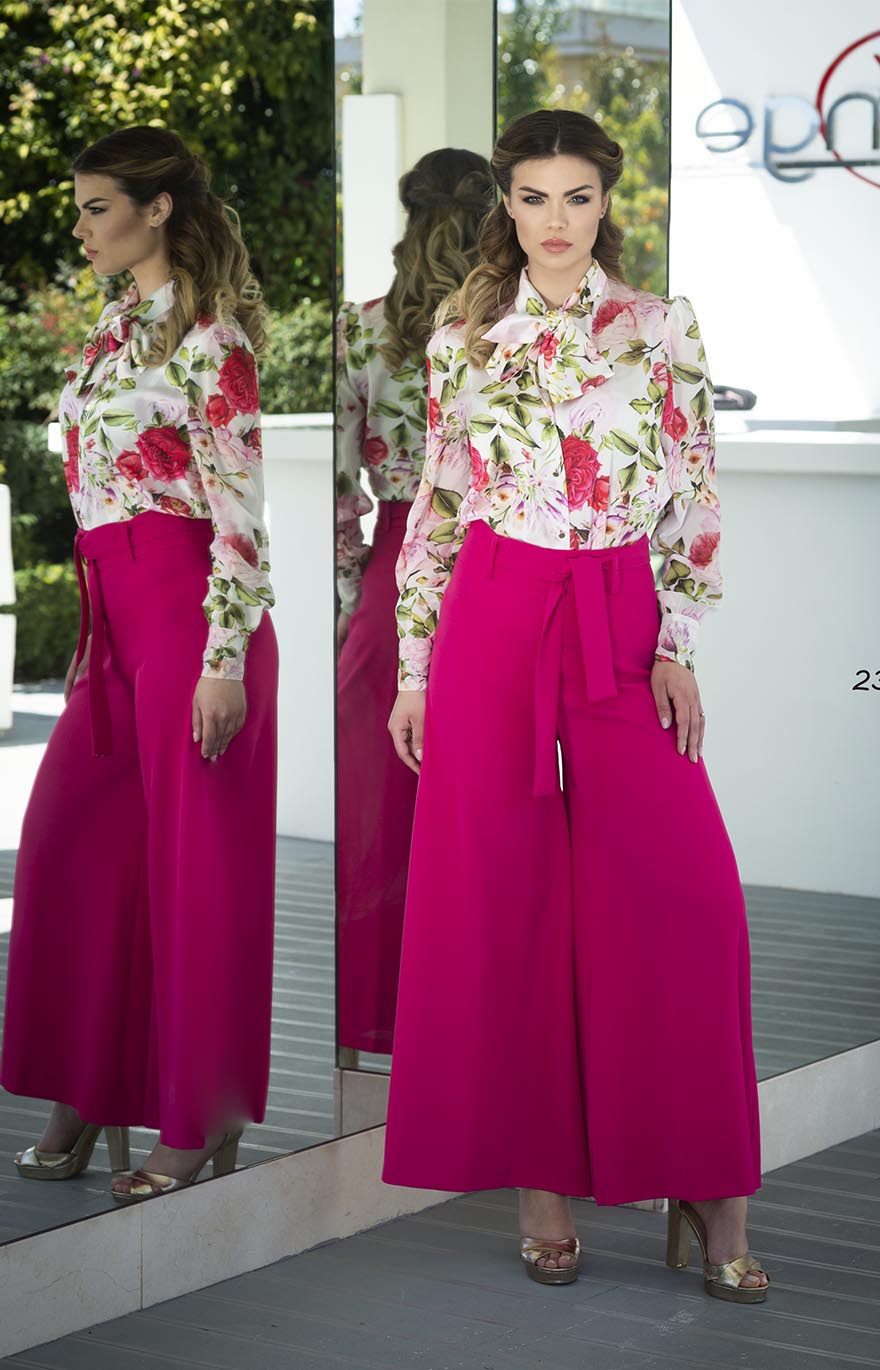 Camicia in raso fantasia floreale